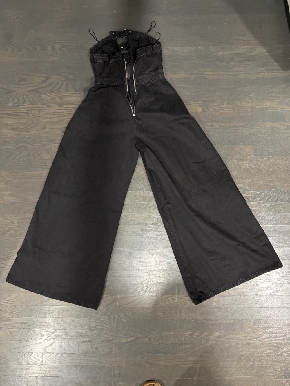 Black Wide-Leg High-Waist Jumpsuit